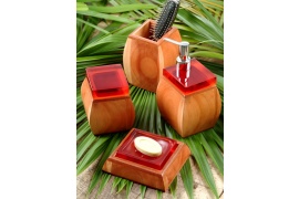 Coleção 2003 - Conj. de Potes Quadrado em Lyptus e resina